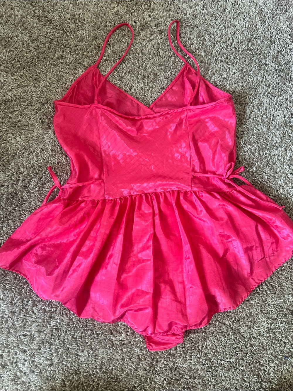 Blush Hot Pink Spaghetti-Strap One-Piece Lingerie